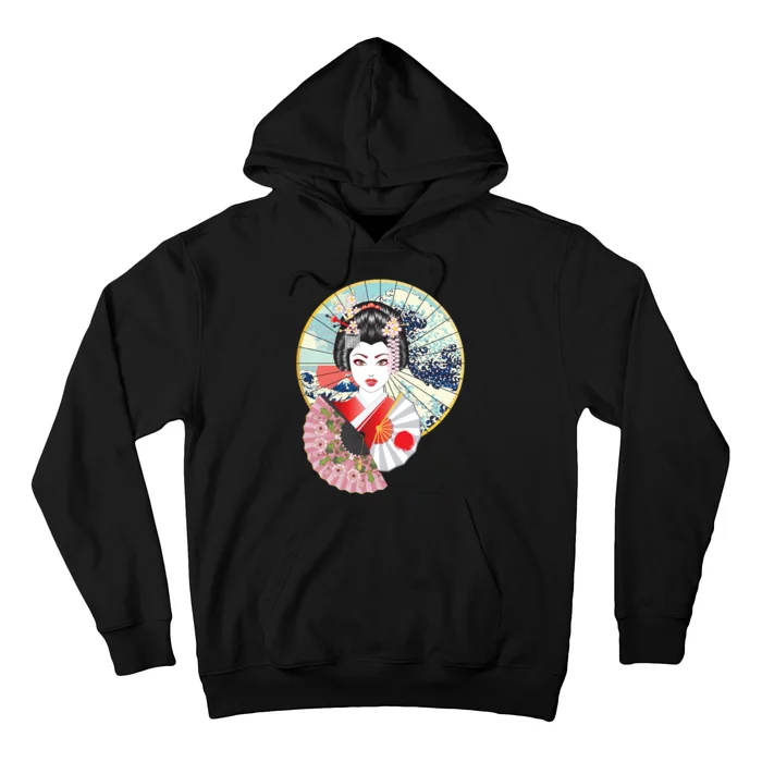 Geisha Great Wave Frame Fans Hoodie