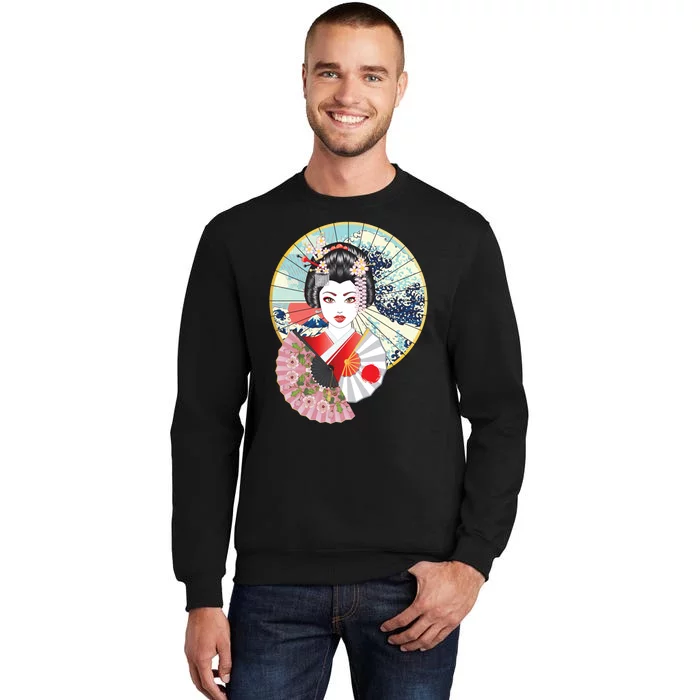 Geisha Great Wave Frame Fans Sweatshirt