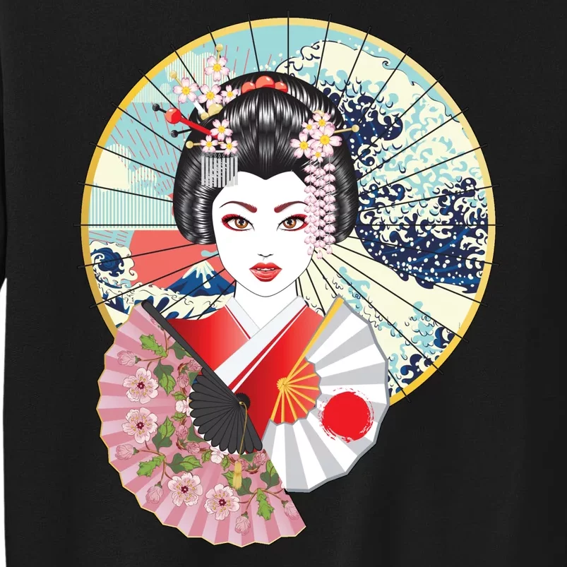 Geisha Great Wave Frame Fans Sweatshirt