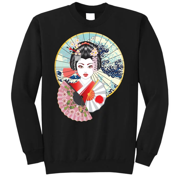 Geisha Great Wave Frame Fans Sweatshirt