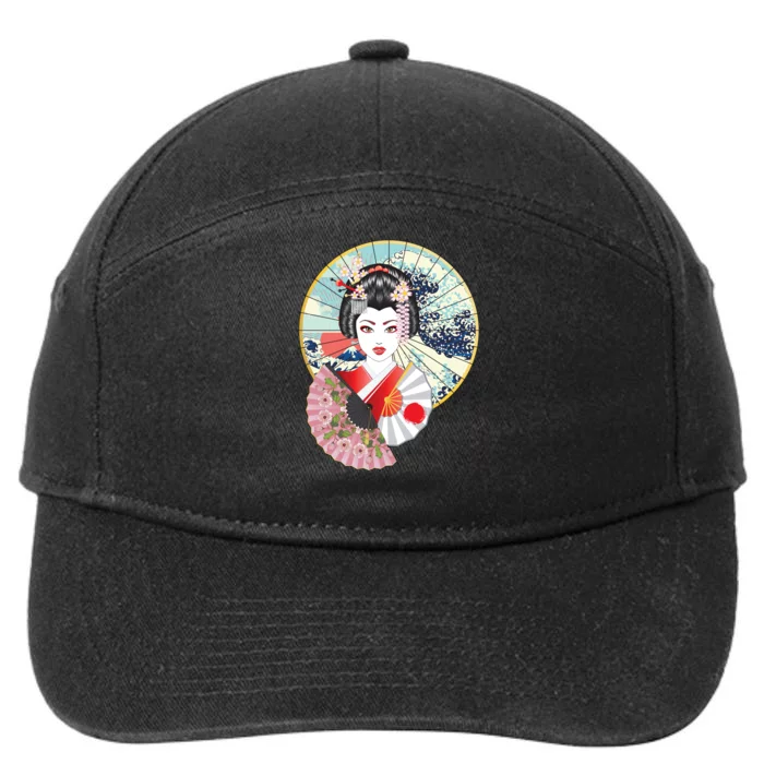 Geisha Great Wave Frame Fans 7-Panel Snapback Hat