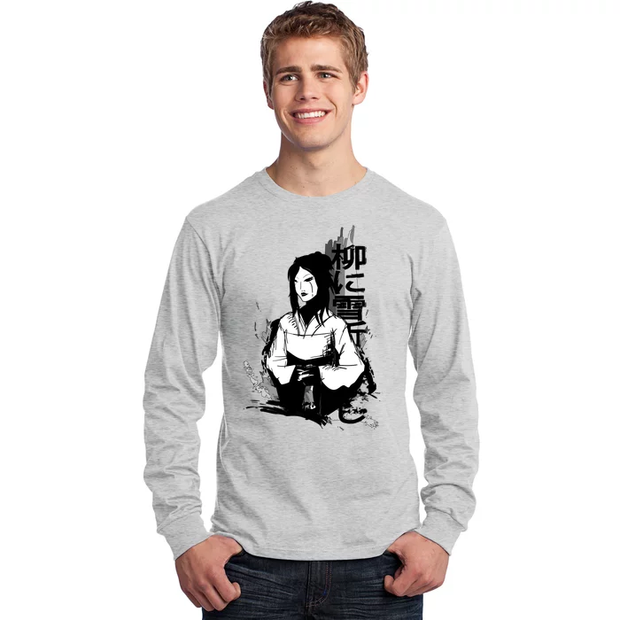 Geisha Japanese Script Greyscale Long Sleeve Shirt