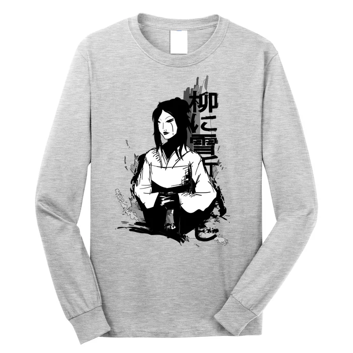 Geisha Japanese Script Greyscale Long Sleeve Shirt