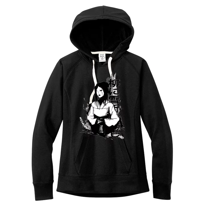 Geisha Japanese Script Greyscale Women's Fleece Hoodie