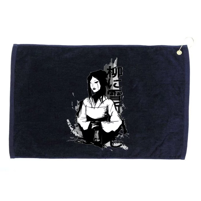 Geisha Japanese Script Greyscale Grommeted Golf Towel