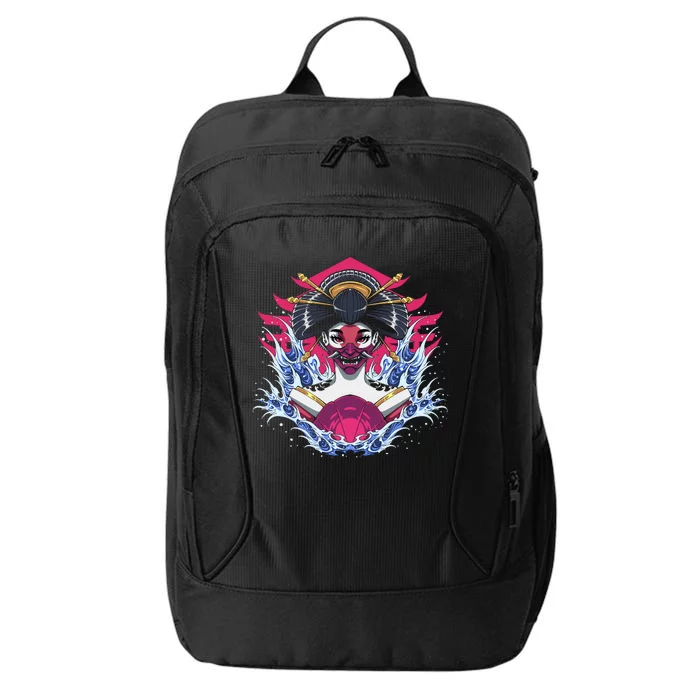 Geishia Ninja Mask Japanese Art City Backpack