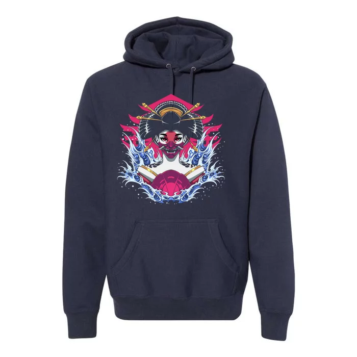 Geishia Ninja Mask Japanese Art Premium Hoodie