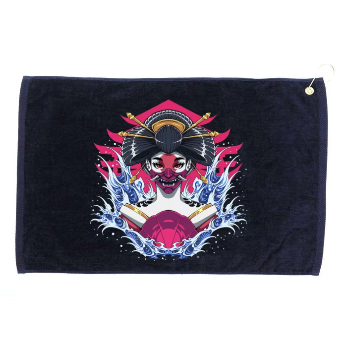 Geishia Ninja Mask Japanese Art Grommeted Golf Towel