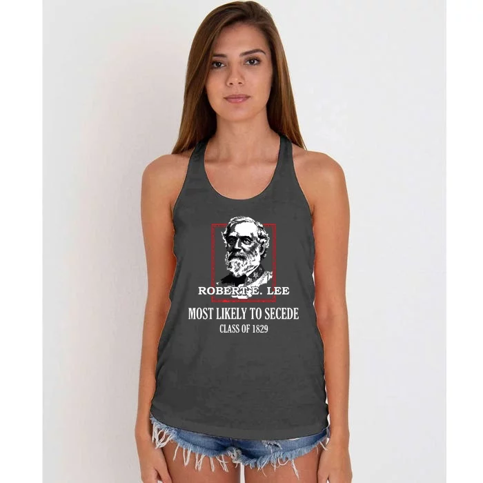 General E Lee Gettysburg Most Likely To Secede Robert E Lee Women's Knotted Racerback Tank