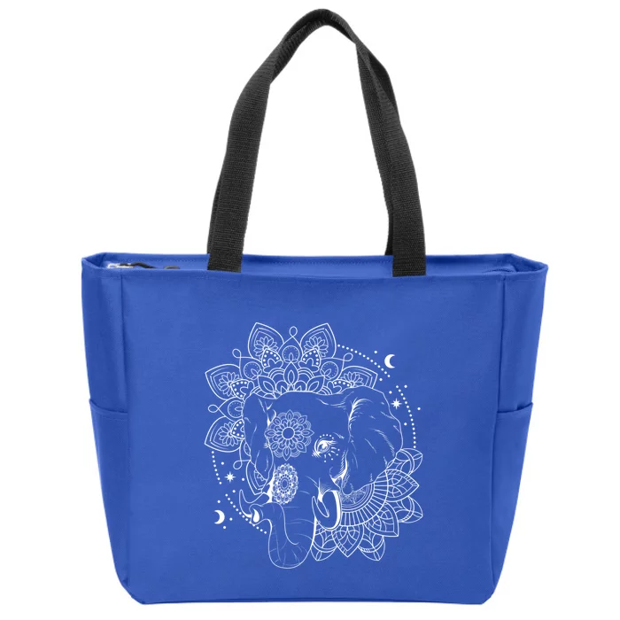 Ganesh Elephant Lotus Flower Dala Yoga Cute Gift Zip Tote Bag