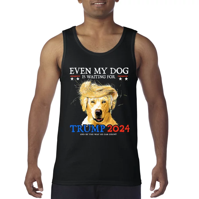 Groovy Even My Dog Is Waiting For Trump 2024 Funny Dog Tank Top