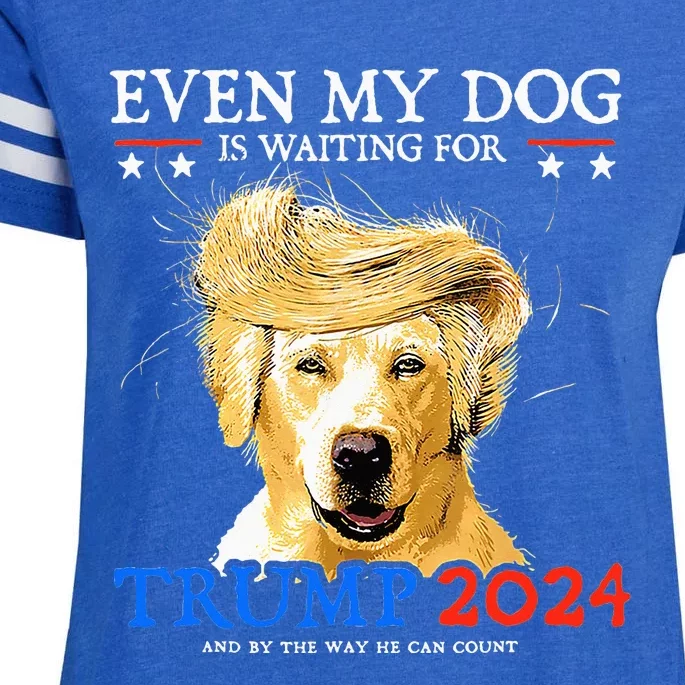 Groovy Even My Dog Is Waiting For Trump 2024 Funny Dog Enza Ladies Jersey Football T-Shirt