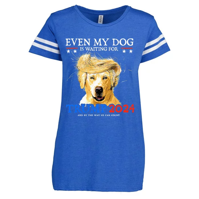 Groovy Even My Dog Is Waiting For Trump 2024 Funny Dog Enza Ladies Jersey Football T-Shirt