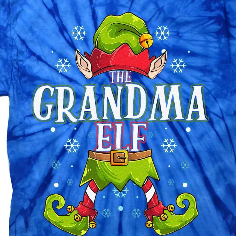 Grandma Elf Matching Family Group Christmas Party Tie-Dye T-Shirt