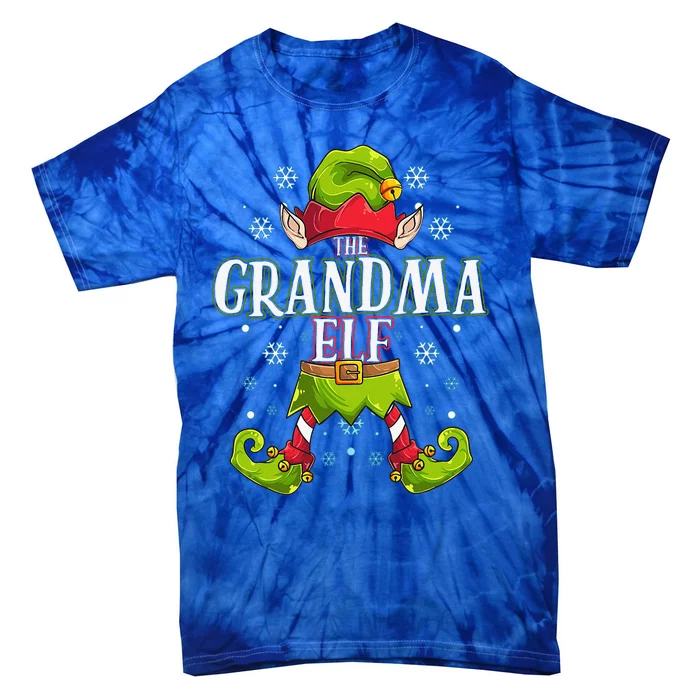 Grandma Elf Matching Family Group Christmas Party Tie-Dye T-Shirt