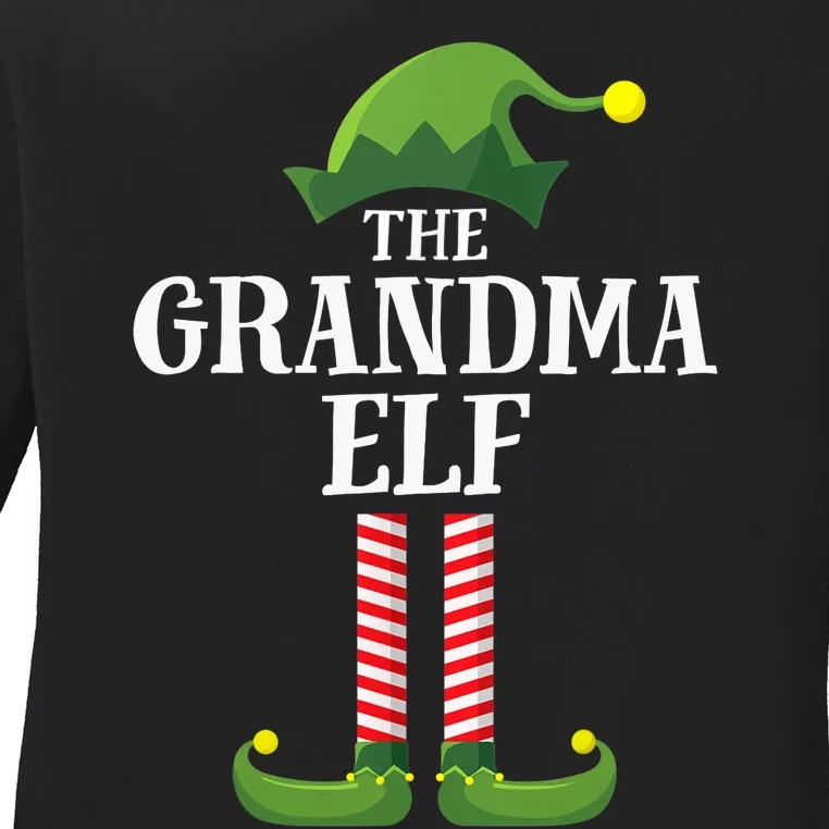 Grandma Elf Matching Family Group Christmas Party Ladies Long Sleeve Shirt