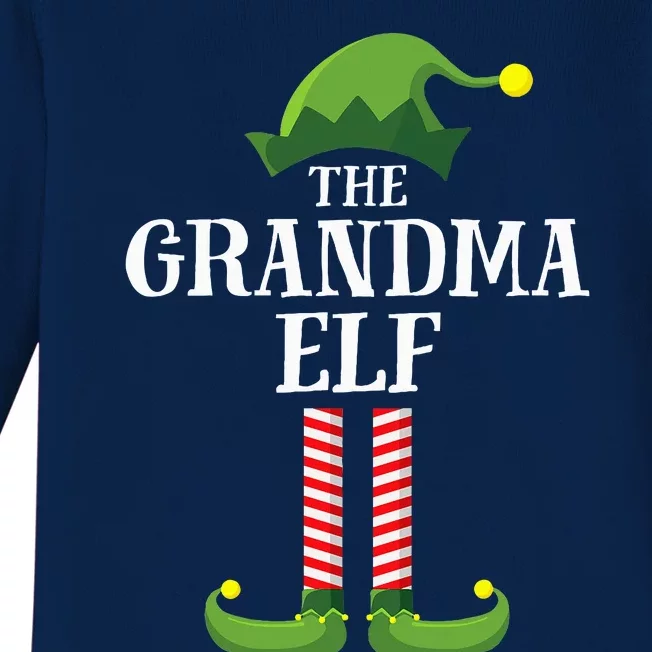 Grandma Elf Matching Family Group Christmas Party Pyjamas Baby Long Sleeve Bodysuit