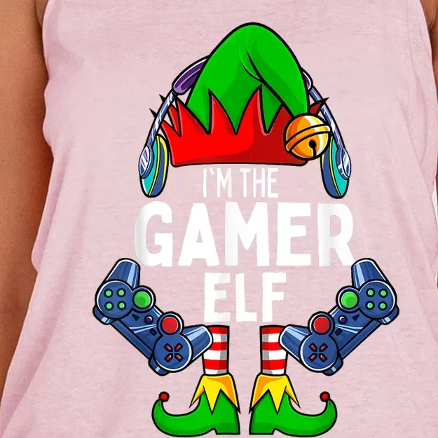 Gamer Elf Matching Family Christmas Women's Knotted Racerback Tank