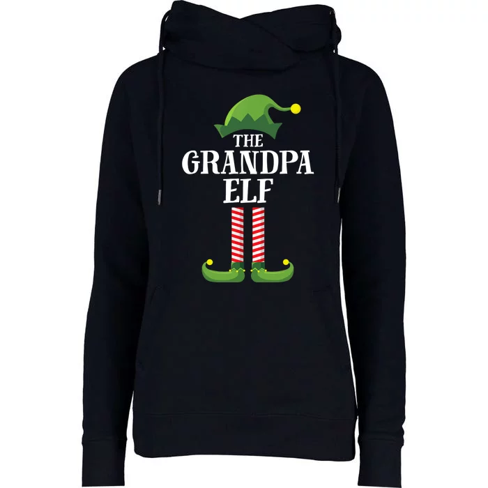 Grandpa Elf Matching Family Group Christmas Party Womens Funnel Neck Pullover Hood