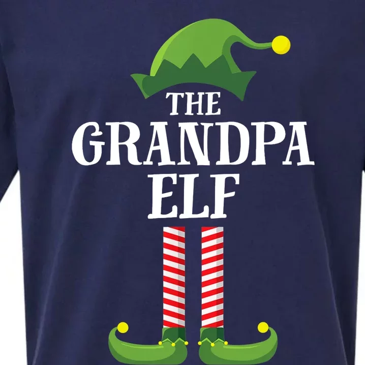 Grandpa Elf Matching Family Group Christmas Party Sueded Cloud Jersey T-Shirt