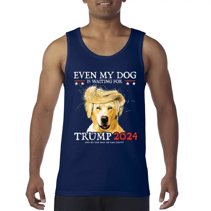 Groovy Even My Dog Is Waiting For Trump 2024 Funny Dog Tank Top