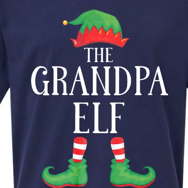 Grandpa Elf Matching Group Xmas Funny Family Christmas Sueded Cloud Jersey T-Shirt