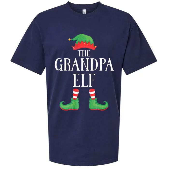 Grandpa Elf Matching Group Xmas Funny Family Christmas Sueded Cloud Jersey T-Shirt