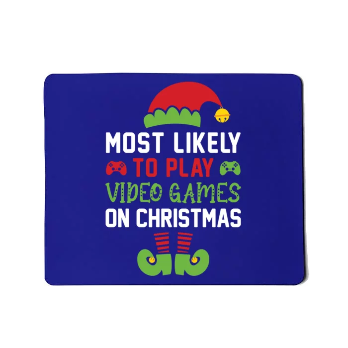 Gamer Elf Most Likely To Play Video Games Christmas Funny Gift Mousepad