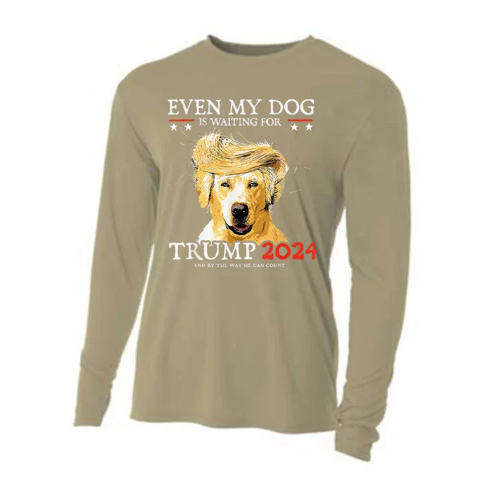 Groovy Even My Dog Is Waiting For Trump 2024 Funny Dog Cooling Performance Long Sleeve Crew