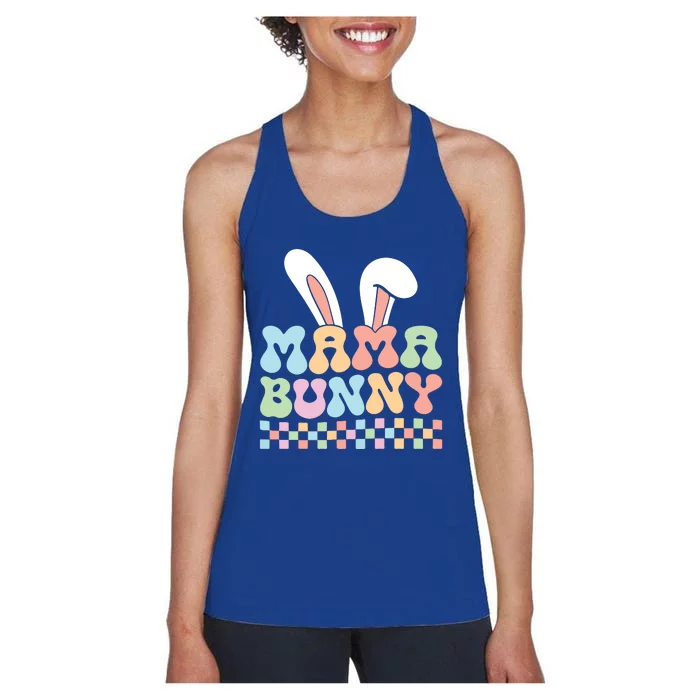 Groovy Easter Mama Gifts Family Pregnancy Reveal Women's Racerback Tank