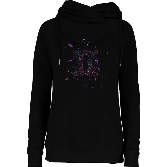 Gemeni Floral Zodiac Womens Funnel Neck Pullover Hood