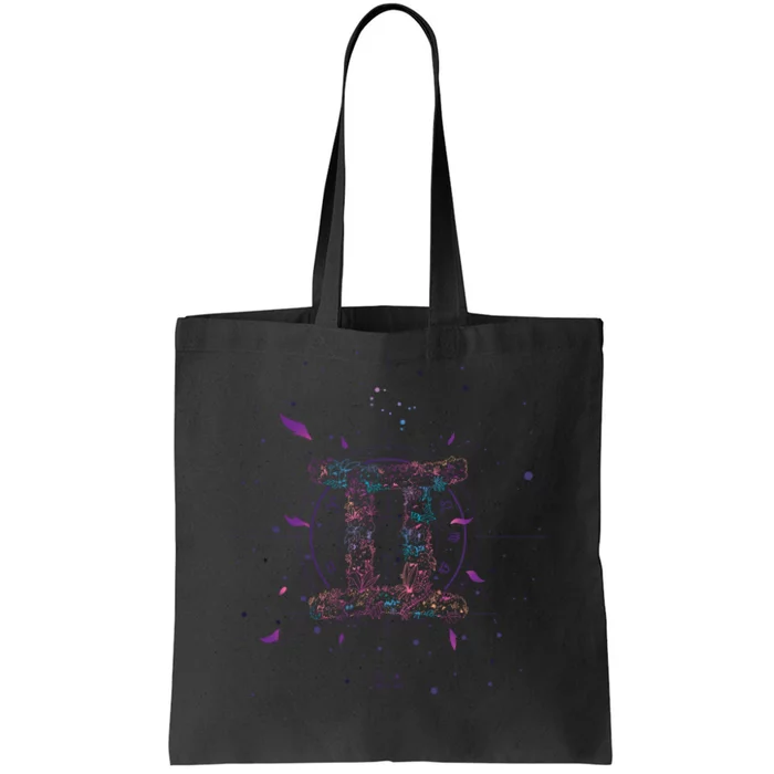 Gemeni Floral Zodiac Tote Bag