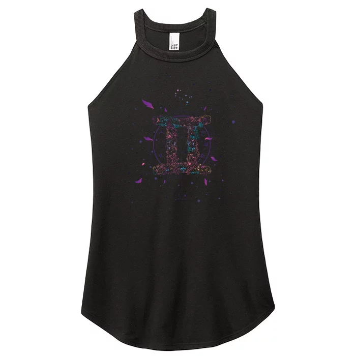 Gemeni Floral Zodiac Women’s Perfect Tri Rocker Tank