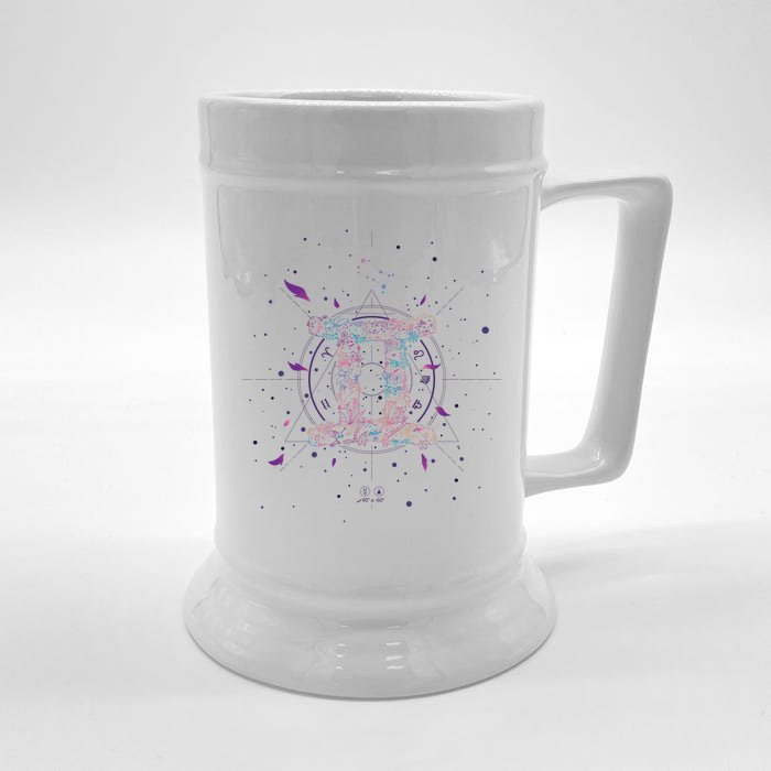 Gemeni Floral Zodiac Front & Back Beer Stein