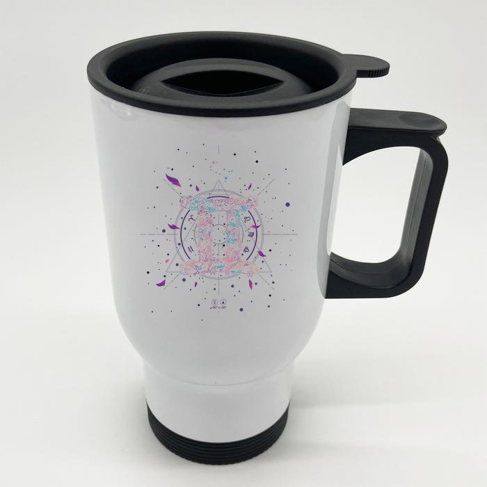 Gemeni Floral Zodiac Front & Back Stainless Steel Travel Mug