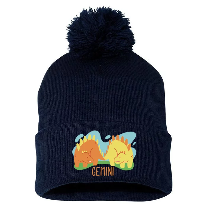 Gemini Dinosaur Pom Pom 12in Knit Beanie