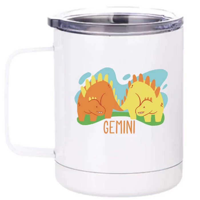 Gemini Dinosaur Front & Back 12oz Stainless Steel Tumbler Cup