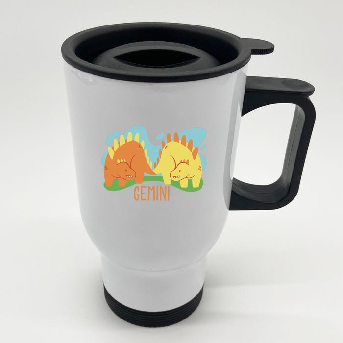 Gemini Dinosaur Front & Back Stainless Steel Travel Mug