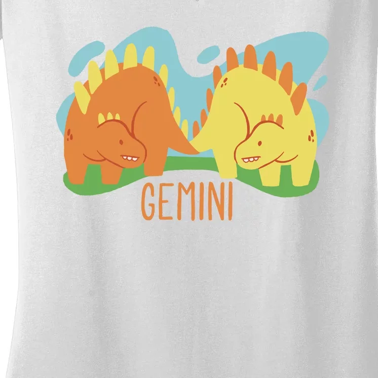 Gemini Dinosaur Women's V-Neck T-Shirt