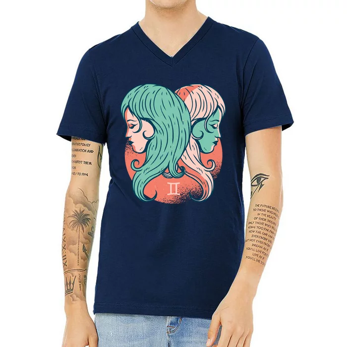 Gemini Zodiac Girl V-Neck T-Shirt