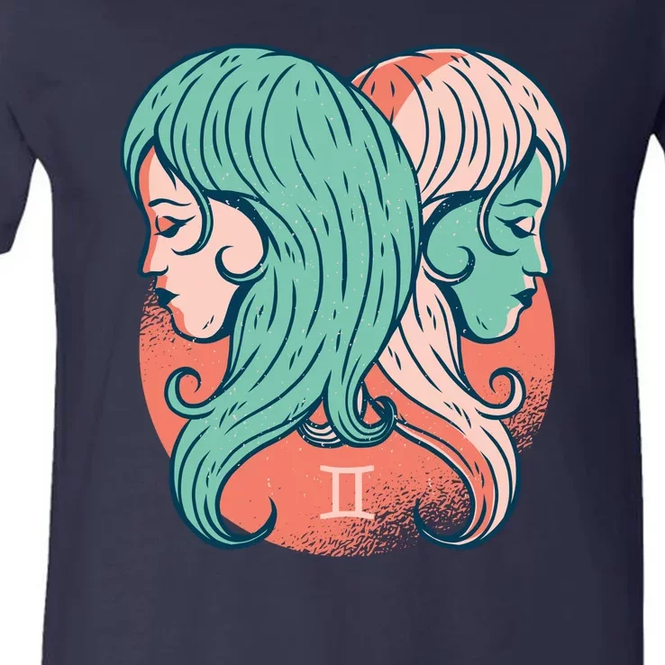 Gemini Zodiac Girl V-Neck T-Shirt