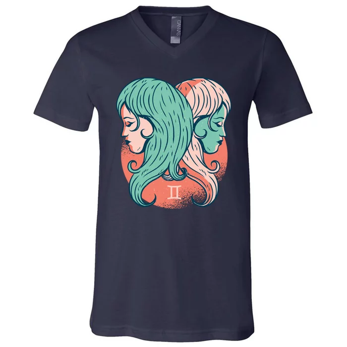 Gemini Zodiac Girl V-Neck T-Shirt