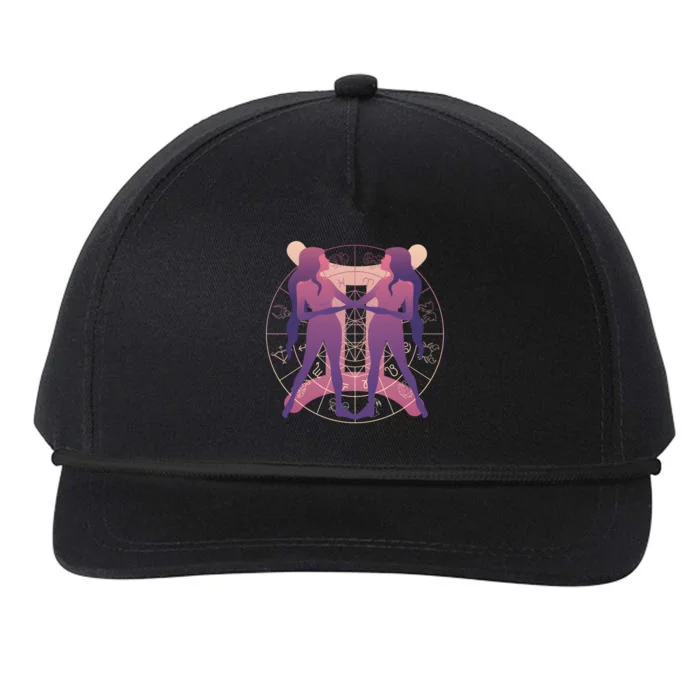 Gemini Zodiac Symbol Snapback Five-Panel Rope Hat