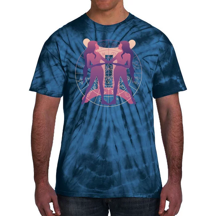 Gemini Zodiac Symbol Tie-Dye T-Shirt