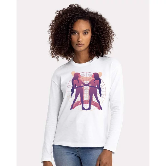 Gemini Zodiac Symbol Womens Cotton Relaxed Long Sleeve T-Shirt