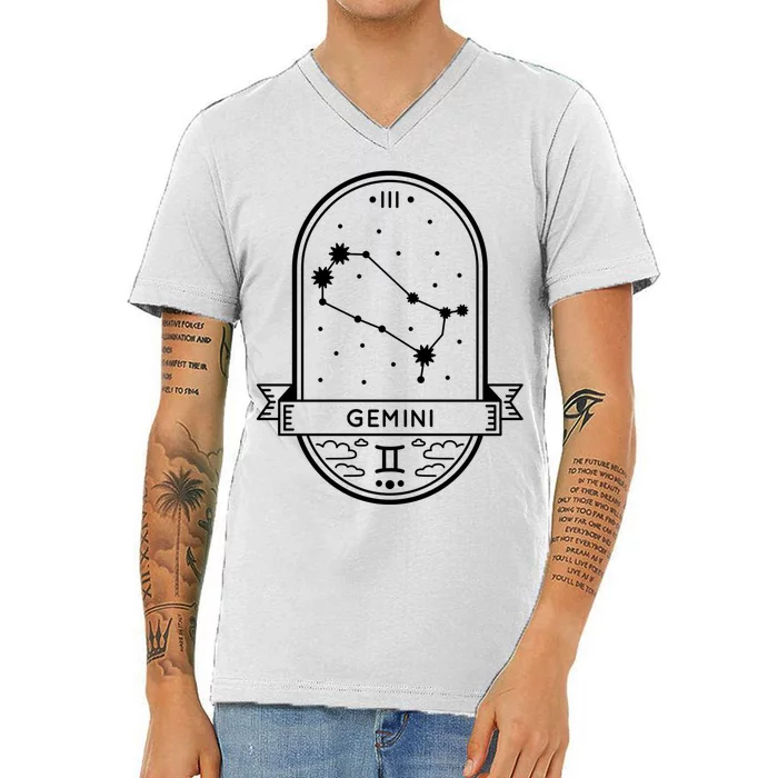 Gemini Zodiac Symbol Design V-Neck T-Shirt