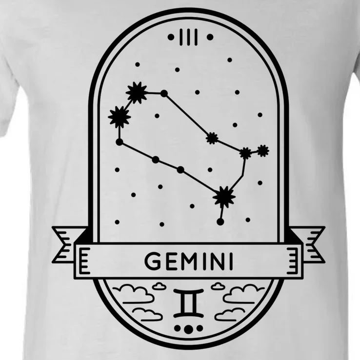 Gemini Zodiac Symbol Design V-Neck T-Shirt