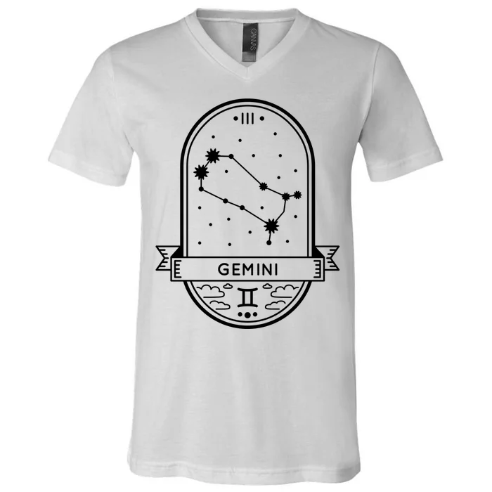 Gemini Zodiac Symbol Design V-Neck T-Shirt