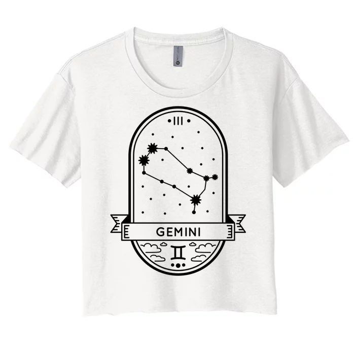 Gemini Zodiac Symbol Design Women's Crop Top Tee