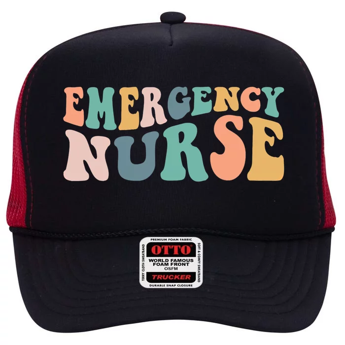 Groovy Er Nurse Emergency Room Nurse School Nursing Gift High Crown Mesh Trucker Hat